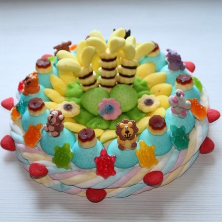 Gâteau de bonbons grand modèle animaux en sucre