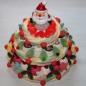 Pièce montée de Noël en bonbons " Le Noël enchanté " avec son Père Noël lumineux