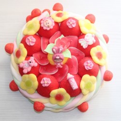Gâteau de bonbons naissance "Félicitations" fille