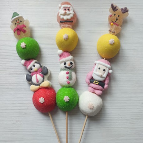 Brochette de guimauves et bonbons Fêtes de Noël