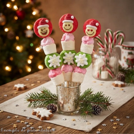 Brochette de bonbons Smiley Noël