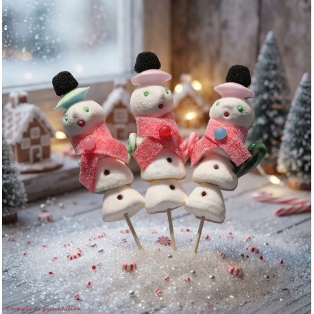 Brochette de bonbons bonhomme de neige