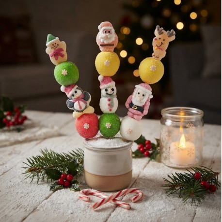 Brochette de guimauves et bonbons Fêtes de Noël