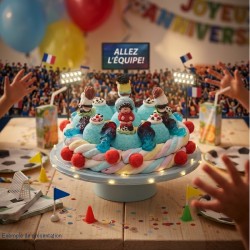Gâteau d'anniversaire en bonbons footballeurs