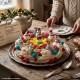 Gâteau en bonbons Bonhommes de neige de Noël grand modèle