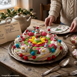 Gâteau en bonbons Bonhommes de neige de Noël grand modèle